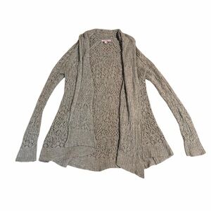 Calypso St Barth Cashmere Open Cardigan Long Sweater Open Knit Grey Small